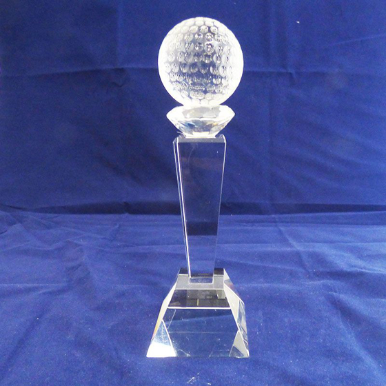 Glass Golf Ball on Glass Pedestal. 195mm