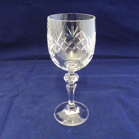 Picture of Tall Cut Panel Wine Glass / Goblet with Detailed Stem. 170mm