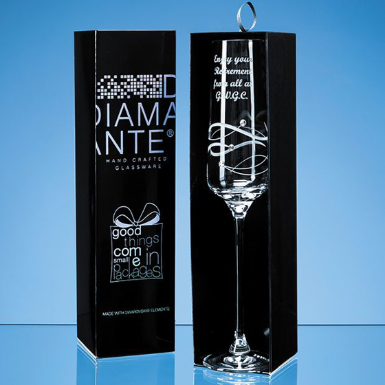 Diamante Champagne Flute with Spiral Design Cutting
