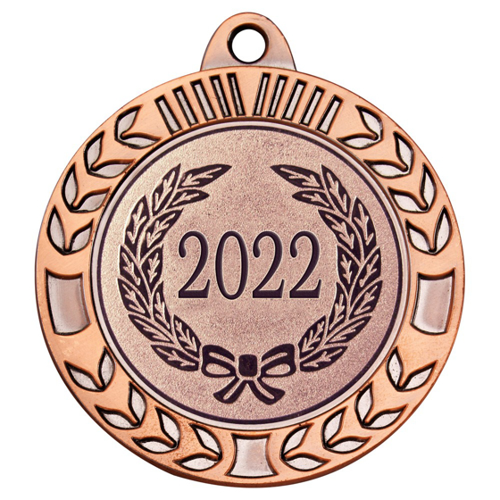 WREATH MEDAL EXTRA THICK BRONZE (2in CENTRE) - 2.75in 70MM