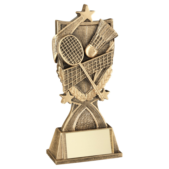Picture of Brz/gold Badminton '3 Star Wreath' Series With Plate  - 7.25in