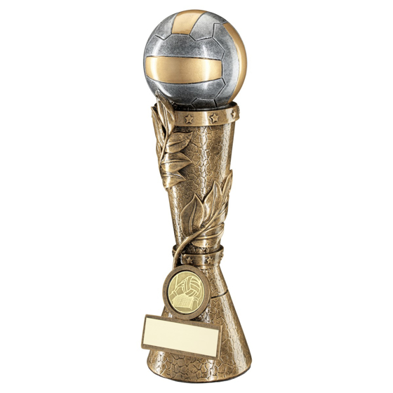 Picture of Brz/pew/gold Gaelic Football Leaf Column With Plate (1in Centre) - 9in