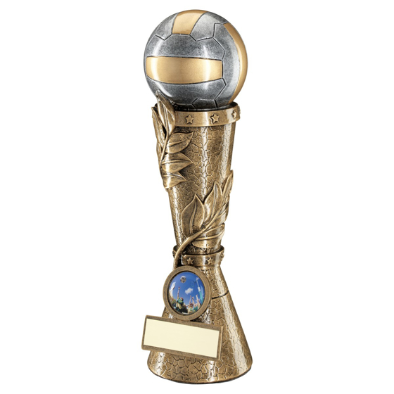 Picture of Brz/pew/gold Netball Leaf Column With Plate (1in Centre) - 9in