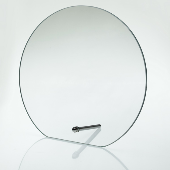 Picture of Jade Glass Round Plaque With Metal Stand       (4mm Thick) - 5in