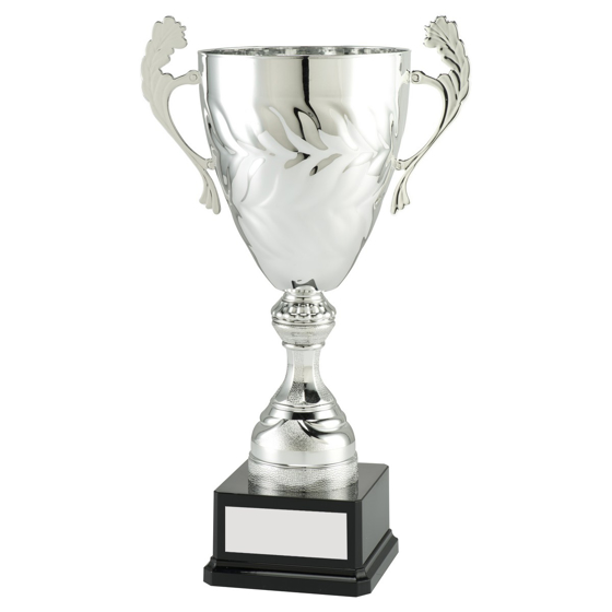 Picture of Large Silver Cone Bowl With Handles Trophy Cup With Plate - 16.75in