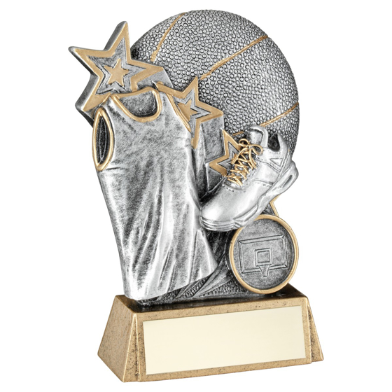 Picture of Pew/gold Basketball With Shoe/shirt On Brz Base With Plate (1in Cen) - 6.25"