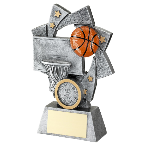 Picture of Pew/gold/orange Basketball Star Spiral With Plate (1in Centre) - 5in