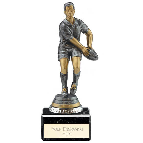 Picture of Cyclone Rugby Player Male Antique Silver 165mm