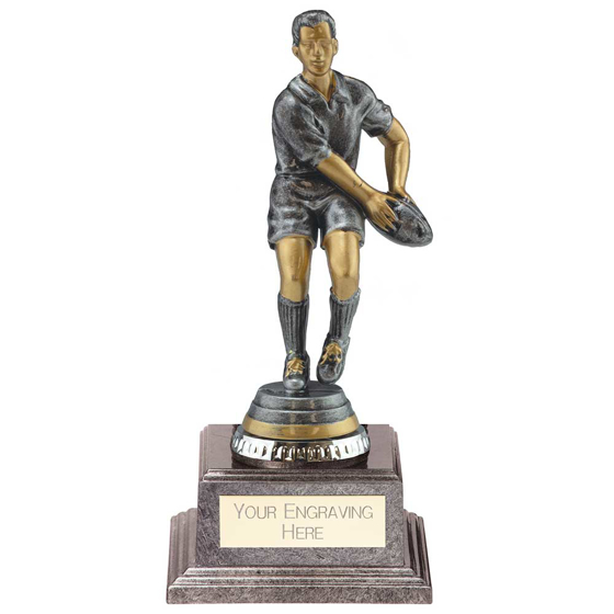 Picture of Cyclone Rugby Player Male Antique Silver 175mm