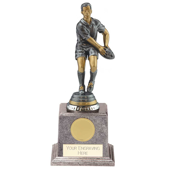 Picture of Cyclone Rugby Player Male Antique Silver 205mm