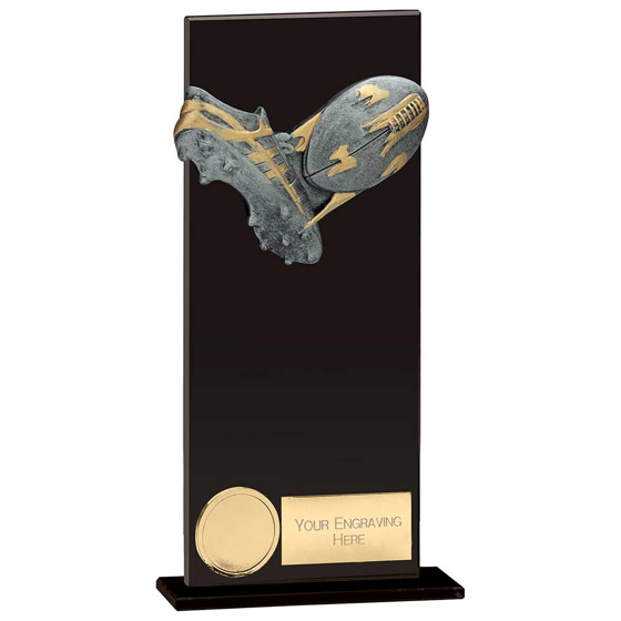 Picture of Euphoria Hero Rugby Glass Award Jet Black 200mm