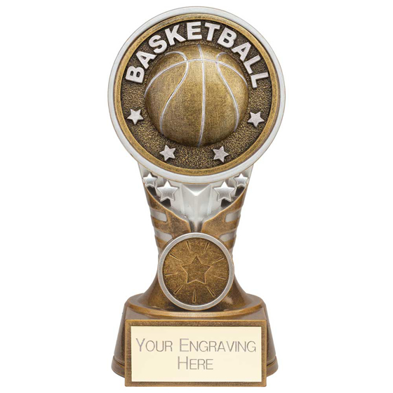 Picture of Ikon Tower Basketball Award Antique Silver & Gold 150mm