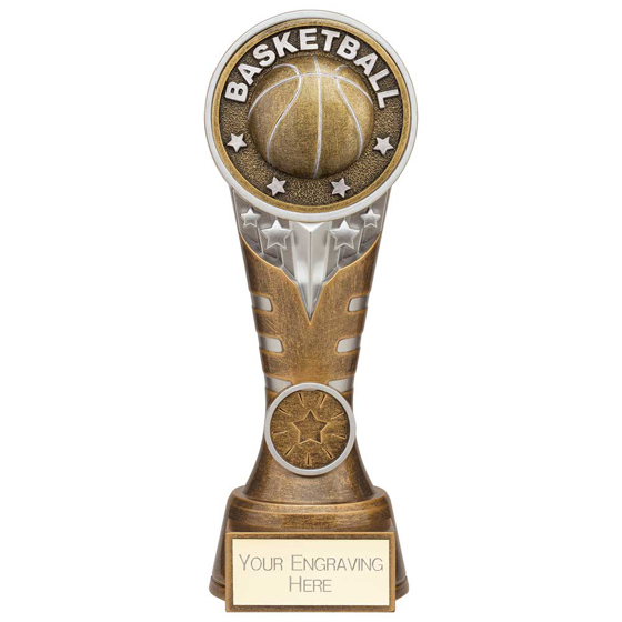 Picture of Ikon Tower Basketball Award Antique Silver & Gold 200mm