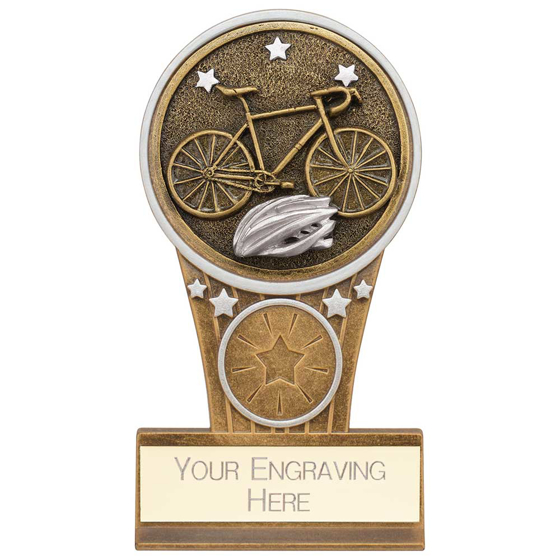 Picture of Ikon Tower Cycling Award Antique Silver & Gold 125mm