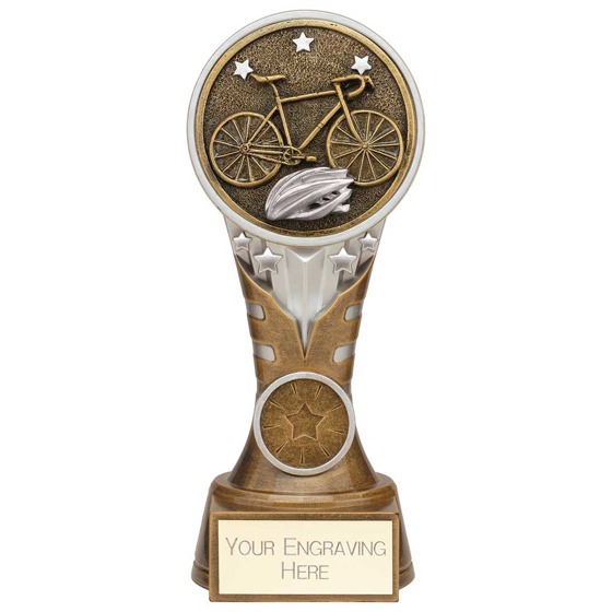 Picture of Ikon Tower Cycling Award Antique Silver & Gold 175mm