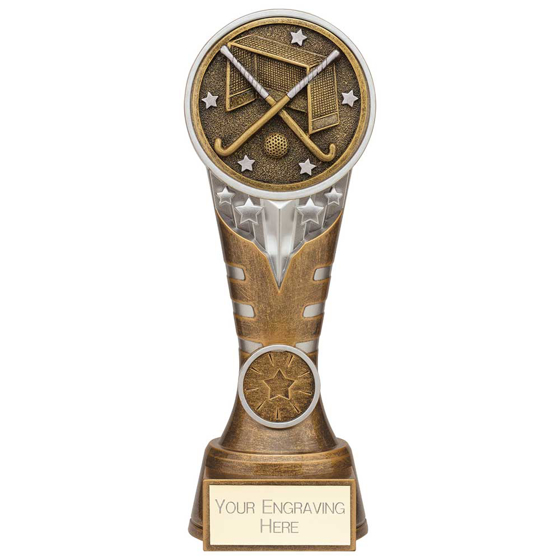 Picture of Ikon Tower Hockey Award Antique Silver & Gold 200mm