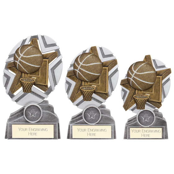 Picture of The Stars Basketball Plaque Award Silver & Gold 130mm