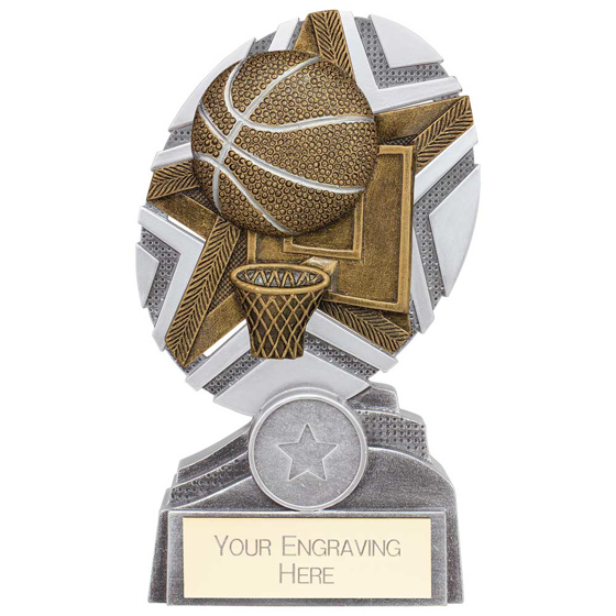 Picture of The Stars Basketball Plaque Award Silver & Gold 150mm