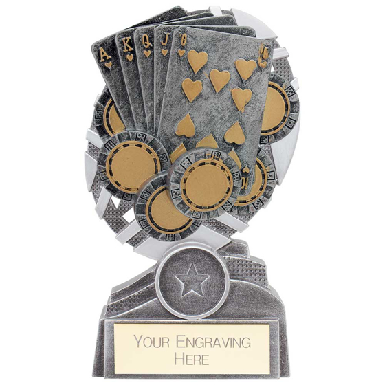 Picture of The Stars Poker Cards Plaque Award Silver & Gold 150mm