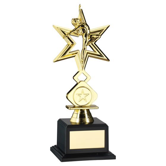 Picture of GOLD PLASTIC 'DANCE/GYM' STAR FIGURE ASSEMBLED ON BASE (1in CEN) - 8in