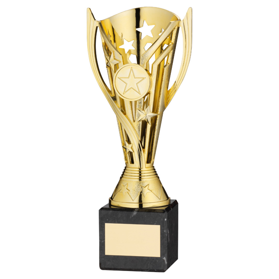 Picture of Gold Plastic 'flash' Cup On Black Marble Assembled Trophy (1" Cen) - 10in