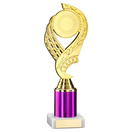 Picture of Gold/purple  'olympic' Holder Assembled On Marble (2" Cen/1" Tube) - 8in