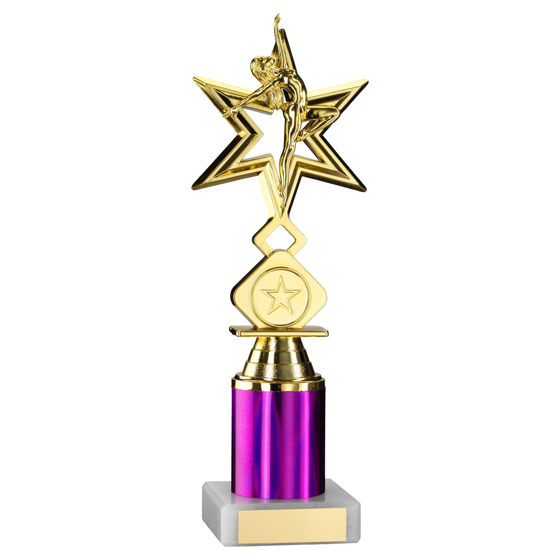 Picture of Gold/purple 'dance/gym' Star Figure Assembled On Marble (1" Cen/1" Tube) - 8in
