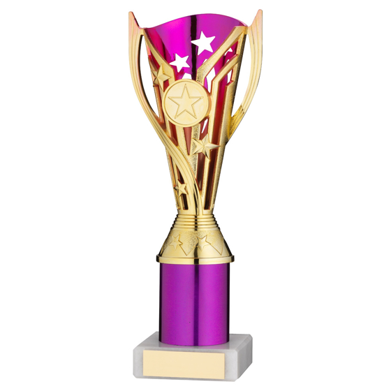 Picture of Gold/purple Plastic 'flash' Cup Assembled On Marble (1in Cen) - 9in