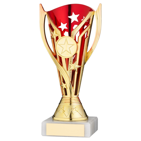 Picture of Gold/red Plastic 'flash' Cup Assembled On Marble (1in Cen) - 7in