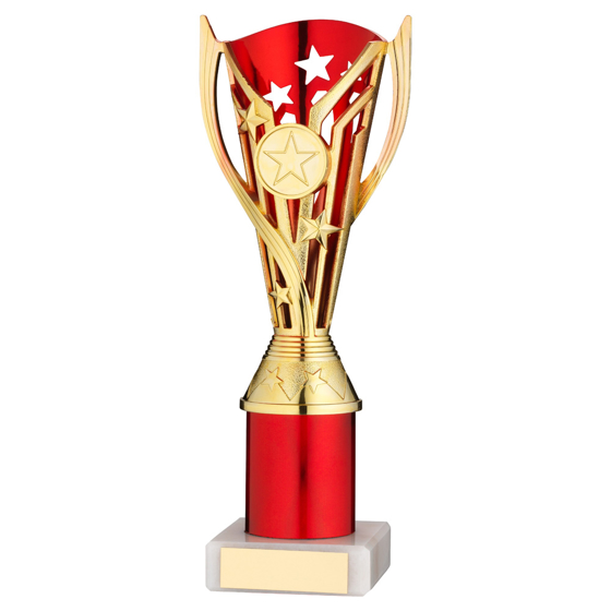 Picture of Gold/red Plastic 'flash' Cup Assembled On Marble (1in Cen) - 9in