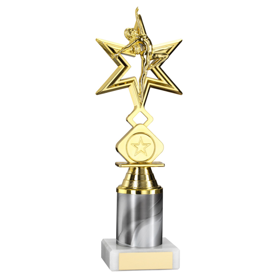 Picture of Gold/white 'dance/gym' Star Figure Assembled On Marble (1" Cen/2" Tube) - 9in