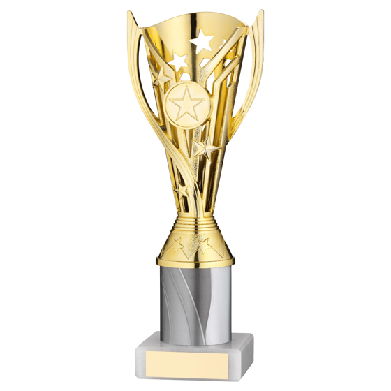 Picture of Gold/white Plastic 'flash' Cup Assembled On Marble (1in Cen) - 9in