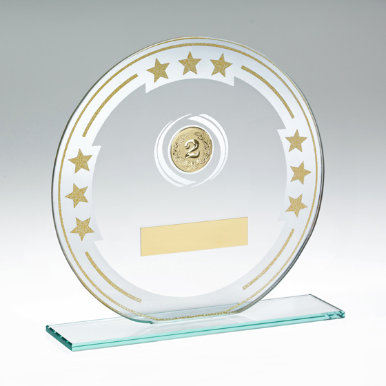 Picture of Jade Round Glass With Silver/gold Detail And Plate (1in Centre) - 6.25in