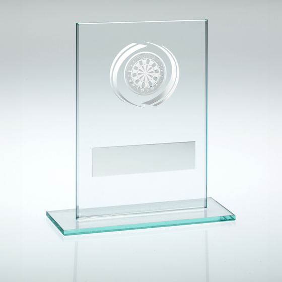 Picture of Jade/silver Glass With Darts Insert And Plate - 7.25in