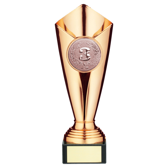 Picture of Plastic Tulip Trophy Cup With Plate (2in Centre) Bronze - 9.25in