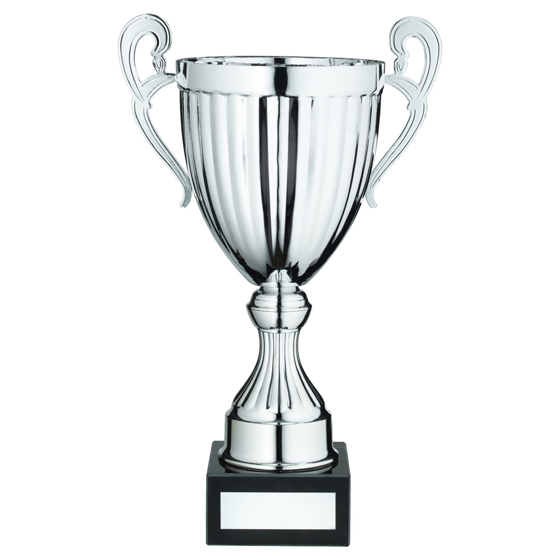 Picture of Silver Conical Trophy Cup With Handles And Plate - 12.25in