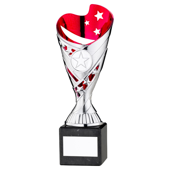 Picture of Silver/pink Plastic 'sabre' Cup On Blk Marble Assembled Trophy (1" Cen) - 10in