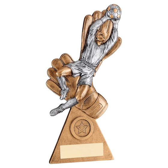Picture of Brz/pew/gold Male Goalkeeper On Gloves With Plate (1in Centre) - 9.25in