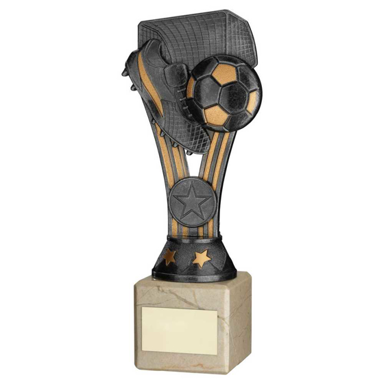Picture of Pewter/gold Plastic 'wembley' Figure On Cream Marble Trophy - (1in Cen) - 9in