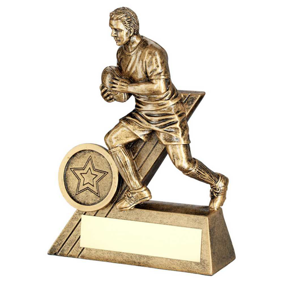 Picture of Brz/gold Male Rugby Mini Figure With Plate (1in Centre) - 5.5in