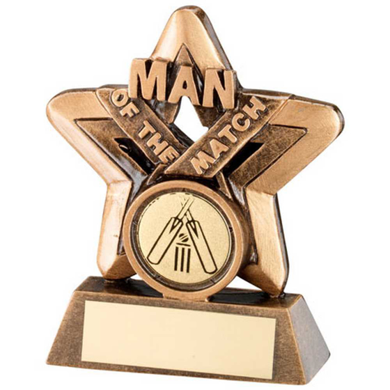 Picture of Brz/gold Man Of The Match Mini Star With Cricket Insert And Plate - 3.75in