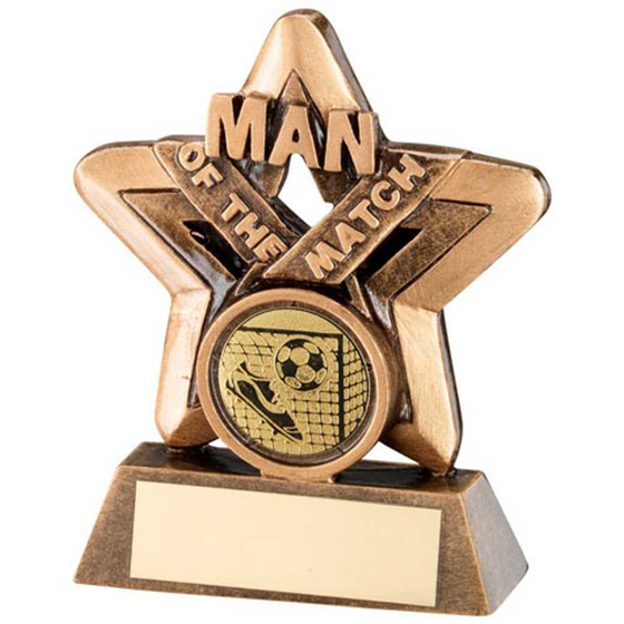 Picture of Brz/gold Man Of The Match Mini Star With Football Insert And Plate - 3.75in