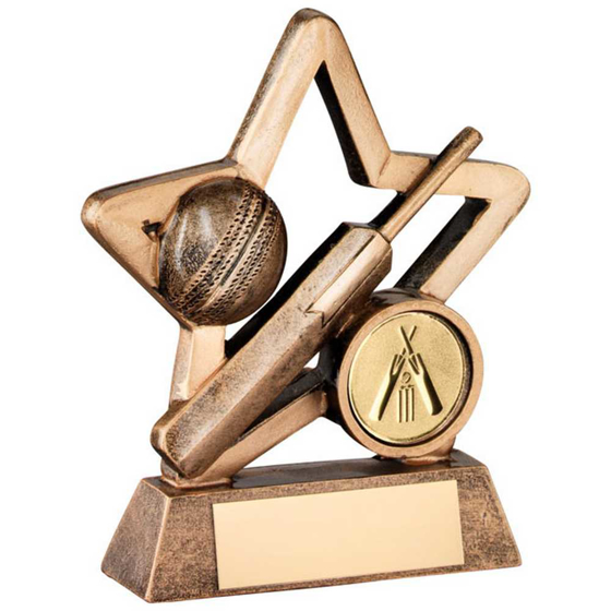 Picture of Brz/gold Resin Cricket Mini Star With Plate (1in Centre) - 4.25in
