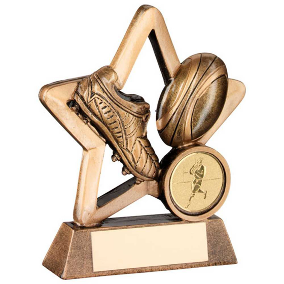 Picture of Brz/gold Resin Rugby Mini Star With Plate (1in Centre) - 4.25in