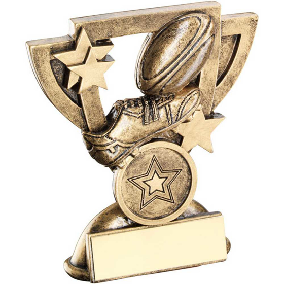Picture of Brz/gold Rugby Mini Cup With Plate (1in Centre) - 3.75in