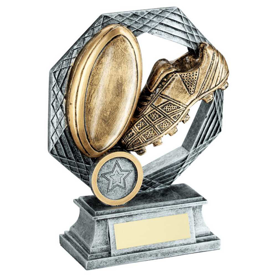 Picture of Brz/gold/pew Rugby Octagon Series With Plate (1in Centre) - 6in