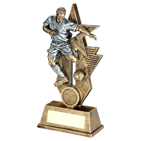 Picture of Brz/pew/gold Male Football Figure On Star Backdrop With Plate (1in Centre) - 10"