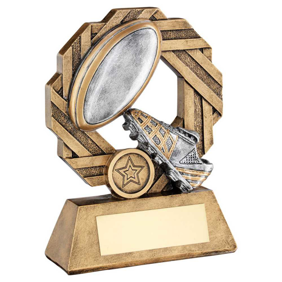 Picture of Brz/pew/gold Rugby Octo Ribbon Series With Plate (1in Centre) - 6.5in