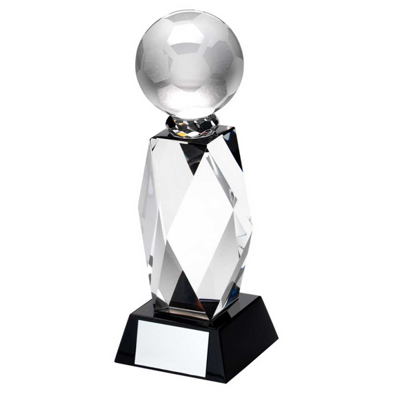 Picture of Clear Glass Column And Football On Black Base With Plate - 6.5in