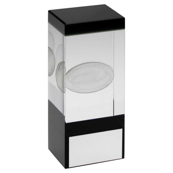 Picture of Clear/black Glass Block With Lasered Rugby Image With Plate - 5.5in